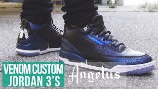 DIY Custom Jordan 3 Heel Tabs  Venom Custom Shoes  Angelus Paint [upl. by Ynnal]