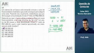 Questão de Concurso  Caixa 2021  Técnico Bancário  17  Gabarito A  Matemática Financeira [upl. by Armond181]