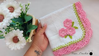 Toalla para bebe servilleta Bordada a crochet 🧶🌺 paso a paso FaniCrochet [upl. by Vezza]