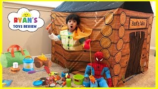 Pretend Play Food Toy Camping amp Fishing Fun Activities for Kids Cooking Kinder Egg Surprise Toys [upl. by Gilchrist]