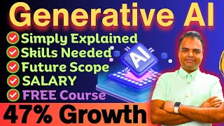 Generative AI Explained in Hindi Future Scope in India Skills Needed Salary Free Course ai [upl. by Htebazle]