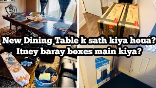 Brand new dining table k sath kiya houa  Bury phus gaye  Inn barey boxes main kiya ha  Meri life [upl. by Gosselin623]