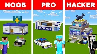 Minecraft NOOB vs PRO vs HACKER POLICE STATION in Minecraft  Funny Animation [upl. by Arlan]