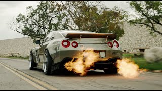 Flame Spitting R35 GTR  Hunter Jade 4K [upl. by Hans55]