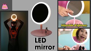 Review on LED Mirror Touch Sensor Round Ring Light Adjustable Brightness and Rotation [upl. by Ernesta]