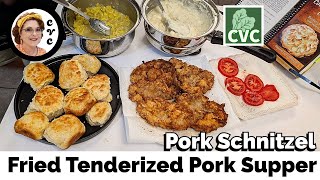 Fried tenderized cube steak homemade biscuits and gravy [upl. by Brie865]