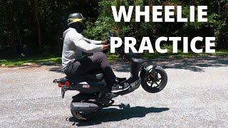 50cc SCOOTER WHEELIE PROGRESSION  LEARNING HOW TO WHEELIE A SCOOTER [upl. by Schroeder]