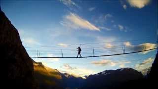 Gjølmunnebrua  120 m lang hengebrua i Via Ferrata Loen [upl. by Htebharas]