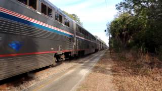 Auto Train Speeds Past DeLand Amtrak Station 22013 [upl. by Takashi]