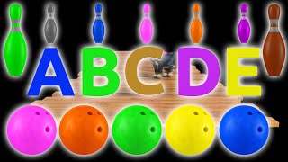 🐾🦁🐯🐵 ABC Animal Bowling Learn Alphabet Animals with Kinetic Sand and Bowling Ball Fun 🎳 alphabet [upl. by Grider]