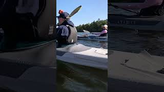 Inflatable kayaks during kayak meetup west of Stockholm  heading to Kungshatt island [upl. by Toomay426]