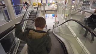 Sweden Stockholm Kungens Kurva IKEA 3X KONE escalator  going down to street level [upl. by Anawait]