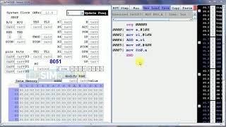 8 bit Addition and Subtraction in edisim software of 8051 mc [upl. by Nil54]