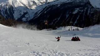 Chamonix helicopter rescue from Flegere after snowboarding accident [upl. by Standley506]