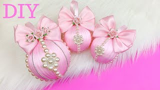 Christmas Tree Ornaments Tutorial  DIY Glam Christmas Ornaments  Girly Pink Christmas Decoration [upl. by Novyart]