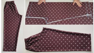 Very Easy Pant Trouser Cutting and Stitching Pant Cutting and Stitching  Palazzo Pant [upl. by Acissej]