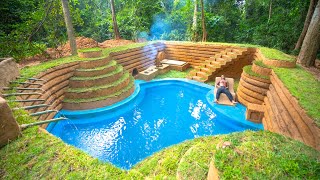 Build The Most Beautiful Underground Water Park for Summer Vacation by ancient skills [upl. by Atirehgram]