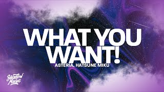 asteria  WHAT YOU WANT Lyrics ft Hatsune Miku [upl. by Etnoval]