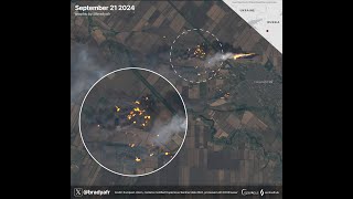 Satellite Imagery of Krasnodar Ammo Dump After Ukrainian Drone Strike Fires Over 4KM Away [upl. by Dobbins]