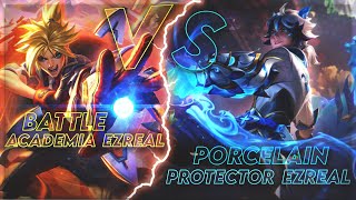 Porcelain Protector Ezreal VS Battle Academia Ezreal  SKIN COMPARISON [upl. by Sennahoj371]