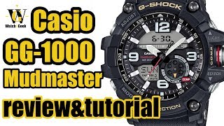 Casio G Shock GG 1000 MUDMASTER  module 5476 review amp tutorial how to set up ALL the functions [upl. by Ettenav]