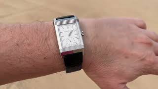 JaegerLeCoultre Reverso Tribute Monoface Small Seconds white dial Q713842J in different lights [upl. by Ayanej881]