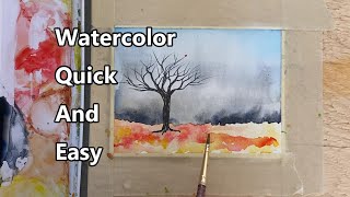 How To Paint A Watercolor Landscape Watercolor Painting For Beginners Watercolor Quick And Easy [upl. by Chaing]