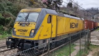 2 treni merci con containers in 30 minuti di orologio nella stazione di Genova San Quirico [upl. by Ybrek213]