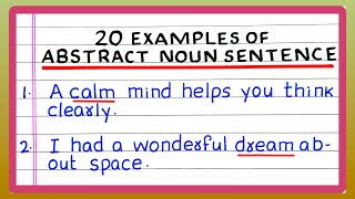 ABSTRACT NOUN SENTENCES  5  10  20 ABSTRACT NOUN SENTENCES  IN ENGLISH GRAMMAR [upl. by Nosahc]