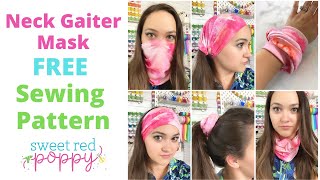 DIY Neck Gaiter Face Mask with Filter Pocket amp Nose Bridge Face Mask Tutorial  Sweet Red Poppy [upl. by Hein560]