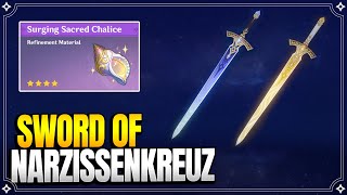 How to get Sword of Narzissenkreuz  Refinement Material Surging Sacred Chalice 【Genshin Impact】 [upl. by Lally]