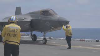 US Marines Successfully Complete Flight Deck Qualification on USS Tripoli [upl. by Aekahs]