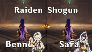 Bennett vs Kujou Sara Best support for Raiden  how much the difference DMG Comparison [upl. by Azar940]