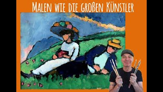 🎨🖌️  Expressionistisches Meisterwerk in Acryl Gabriele Münter  Jewlensky und Werefin  Tutorial [upl. by Conias999]