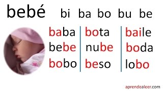 Silabas ba be bi bo bu  Palabras con b para niños [upl. by Annaes]