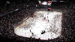 Hockey Fans Chuck Thousands of Teddy Bears Onto Ice [upl. by Fisken]