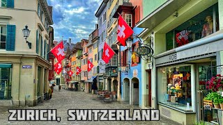 Zurich Switzerland walking tour 4K  The most beautiful Swiss cities [upl. by Rimisac]