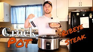 How to make Ribeye Steak in a crock pot slow cooker Easy Recipe [upl. by Bronny]