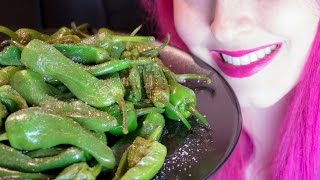 ASMR Spanish Padrón Peppers  Crunchy Pepper Heaven  Relaxing Eating Sounds No Talking  Vegan 😻 [upl. by Oiluj]