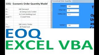 Economical Order Quantity Excel VBA [upl. by Ursa509]