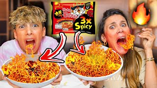 EATING The Worlds SPICIEST Ramen Noodles  Challenge 🥵 [upl. by Gabriello]