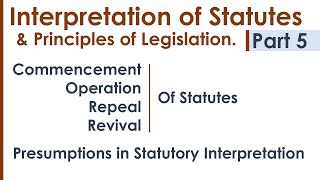 Interpretation of Statutes amp Principles of Legislation LLB Syllabus Revision Notes Lecture  Part 5 [upl. by Akinorev971]