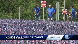 Milwaukees lakefront adorned with Field of Flags in tribute to fallen Wisconsin heroes [upl. by Annoved]