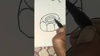 How to draw nut bolt nut bolt drawing  drawing art trending shorts viral [upl. by Eiroc308]