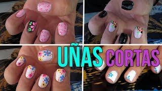 3 Hermosos Diseños de Flores Para Uñas Cortas [upl. by Ij]