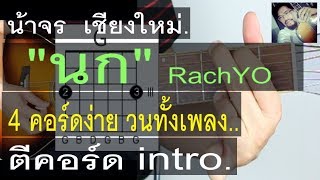 สอนกีต้าร์ นก RachYo ตีคอร์ดintro คอร์ดง่าย  น้าจร เชียงใหม่ [upl. by Tennies250]