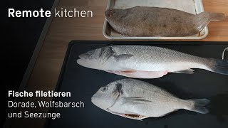 Fische filetieren 🐟 Dorade Wolfsbarsch und Seezunge  Remote kitchen [upl. by Nylavad]