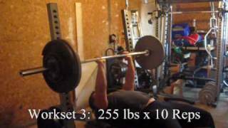 290 lbs x 2 x 10  Ed Coan Bench Press Program  Week 2 at 225 lbs [upl. by Sam666]