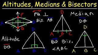 Altitudes Medians Midpoints Angle amp Perpendicular Bisectors [upl. by Mayyahk329]