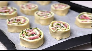 GIRELLE di PASTA SFOGLIA zucchine e prosciutto cotto IDEA APERITIVO Puff Pastry ans Zucchini Ideas [upl. by Anyala]